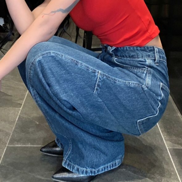 レディースワイドパンツ ゆったりシルエット 大人のデニムパンツ