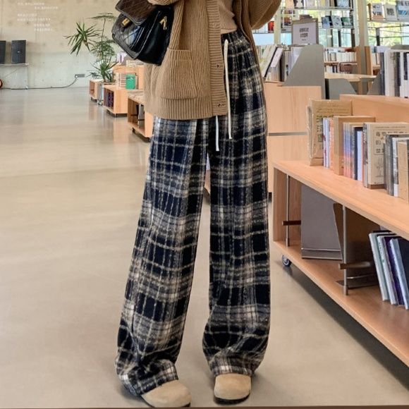 チェックワイドパンツ