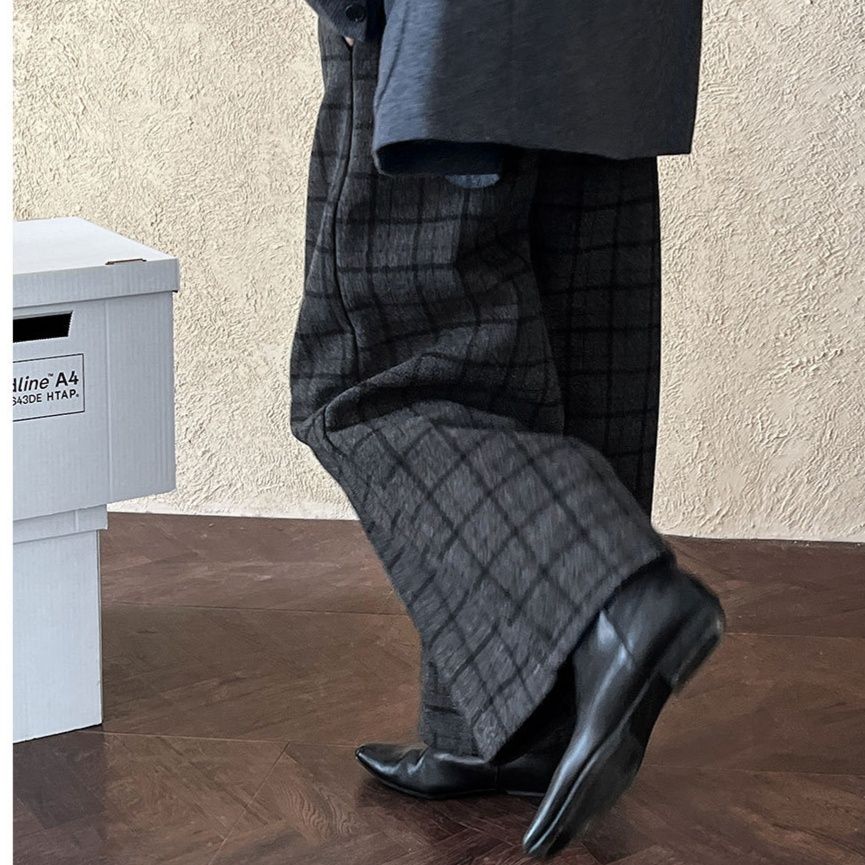レディースワイドパンツ クラシカルチェックワイドパンツ