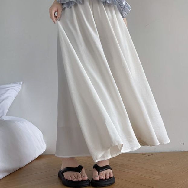 レディースワイドパンツ なめらか揺れる マキシワイドパンツ