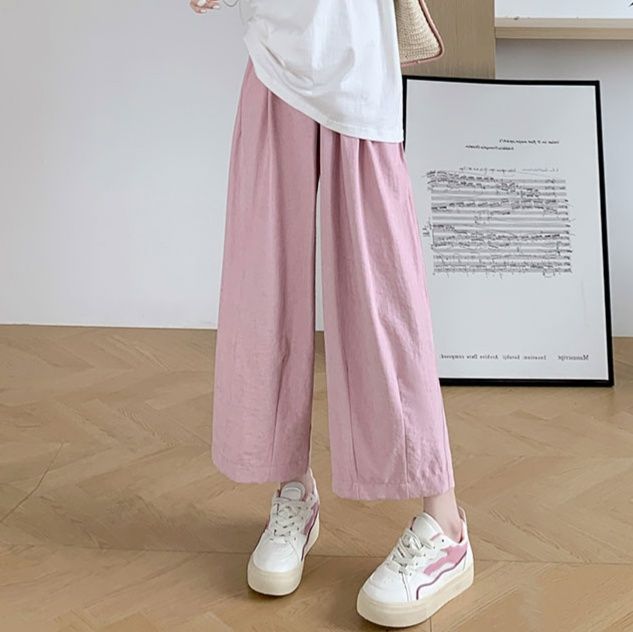 レディースワイドパンツ 涼やかな麻素材 ゆったりワイドパンツ