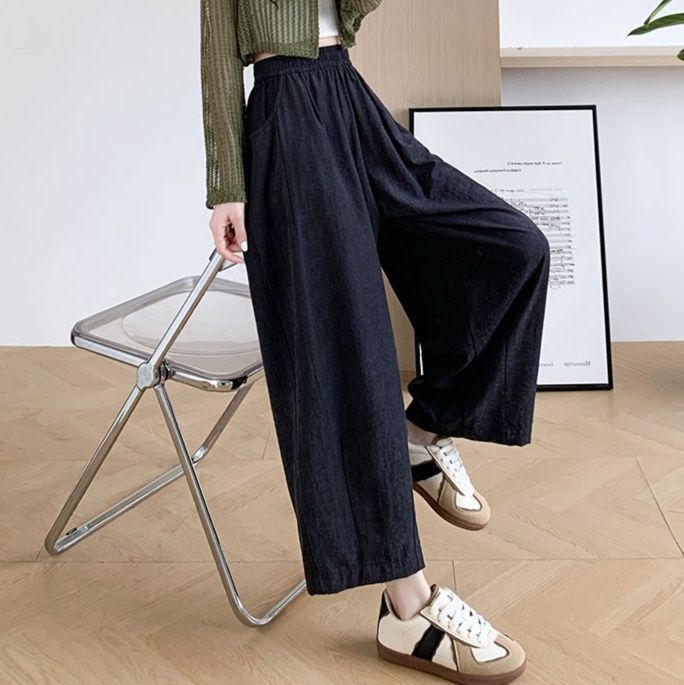 レディースワイドパンツ 涼やかな麻素材 ゆったりワイドパンツ