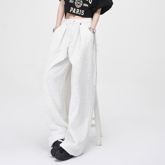 レディースワイドパンツ ゆったりくつろぎワイドスウェットパンツ