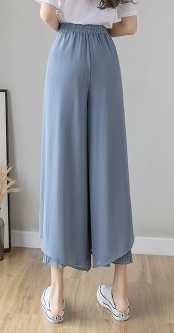 レディースワイドパンツ ゆったり揺れる優雅スカンツ