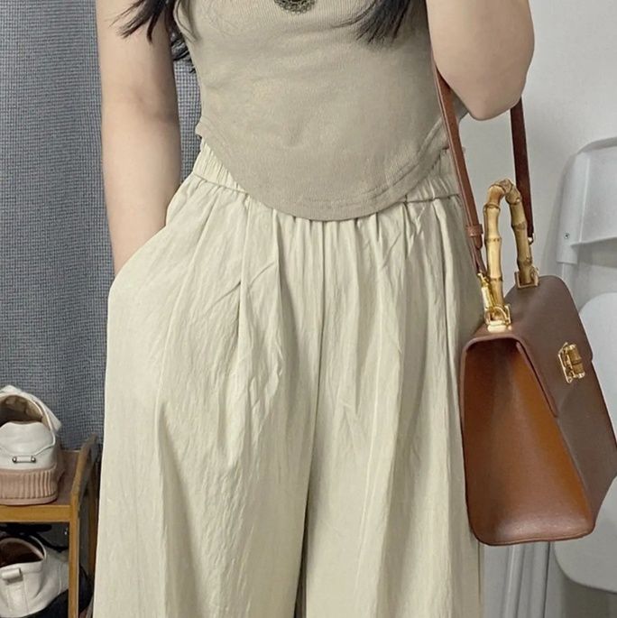 レディースワイドパンツ ゆったり美脚ハイウエスト幅広パンツ