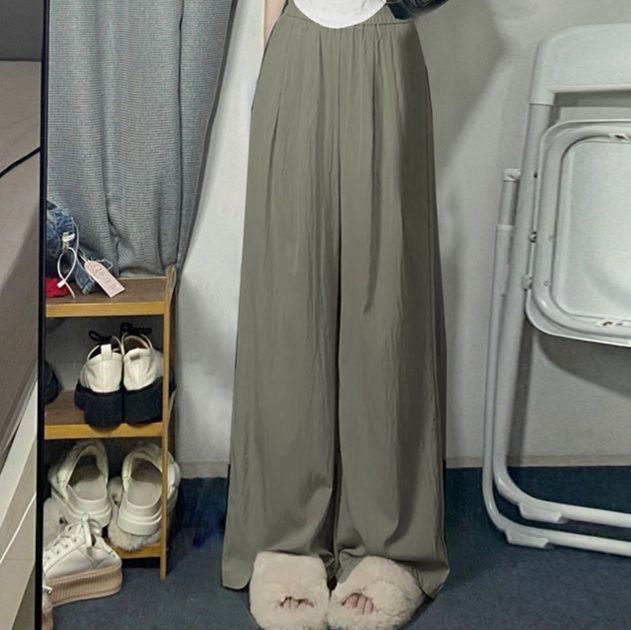 レディースワイドパンツ ゆったり美脚ハイウエスト幅広パンツ