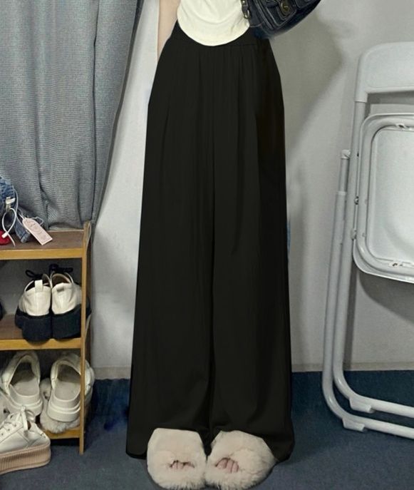 レディースワイドパンツ ゆったり美脚ハイウエスト幅広パンツ