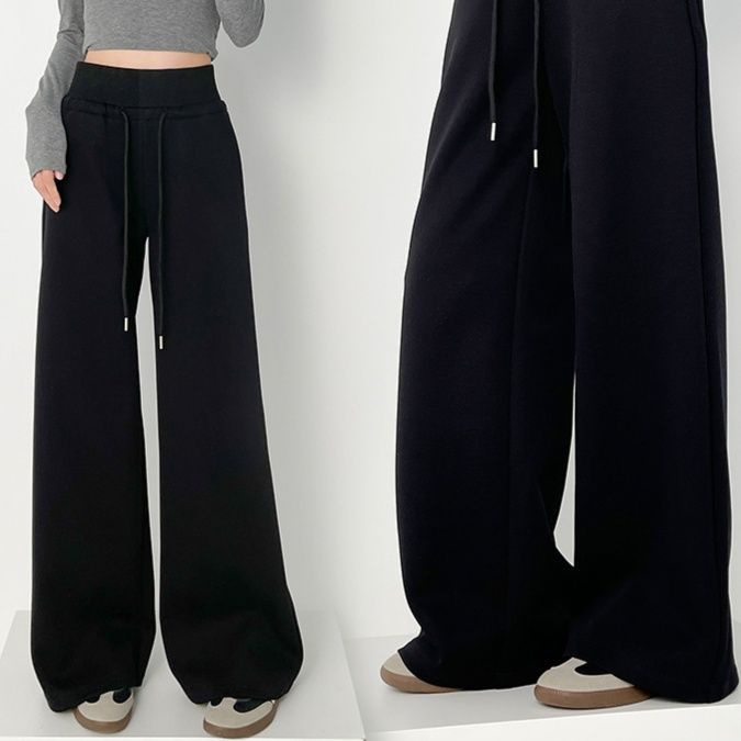 レディースワイドパンツ すっきり美脚スウェットワイドパンツ