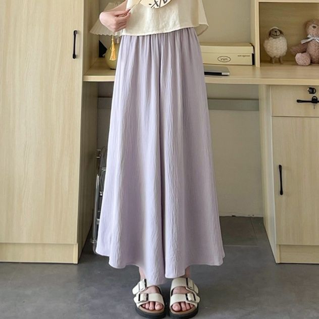 レディースワイドパンツ 高腰フレアワイドスカーチョ