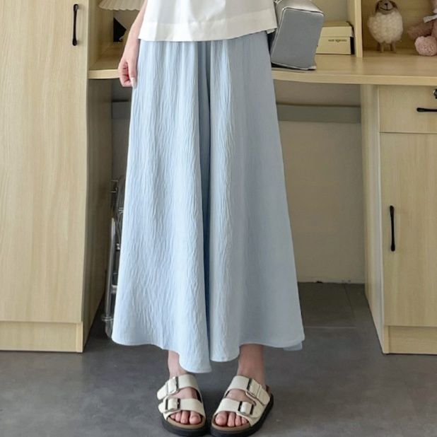 レディースワイドパンツ 高腰フレアワイドスカーチョ