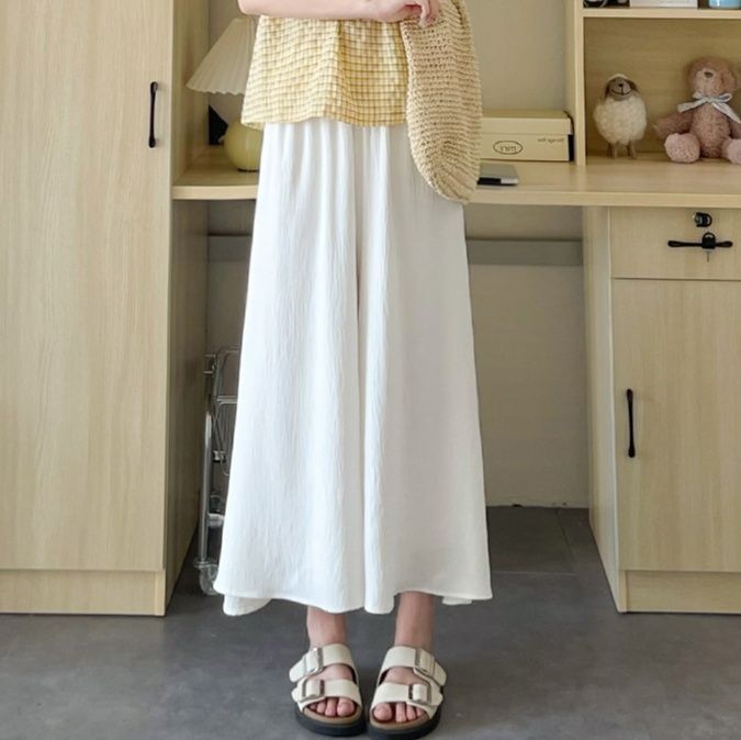レディースワイドパンツ 高腰フレアワイドスカーチョ