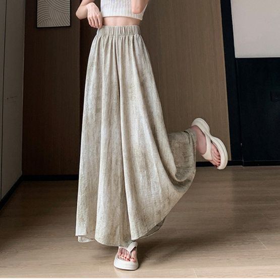 レディースワイドパンツ 細部にこだわった高腰スカーチョ