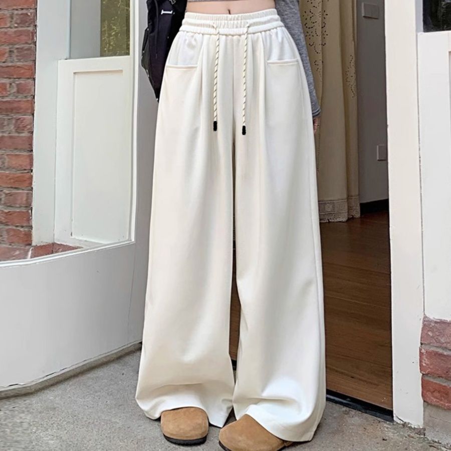 レディースワイドパンツ ゆったり美脚スウェットワイドパンツ