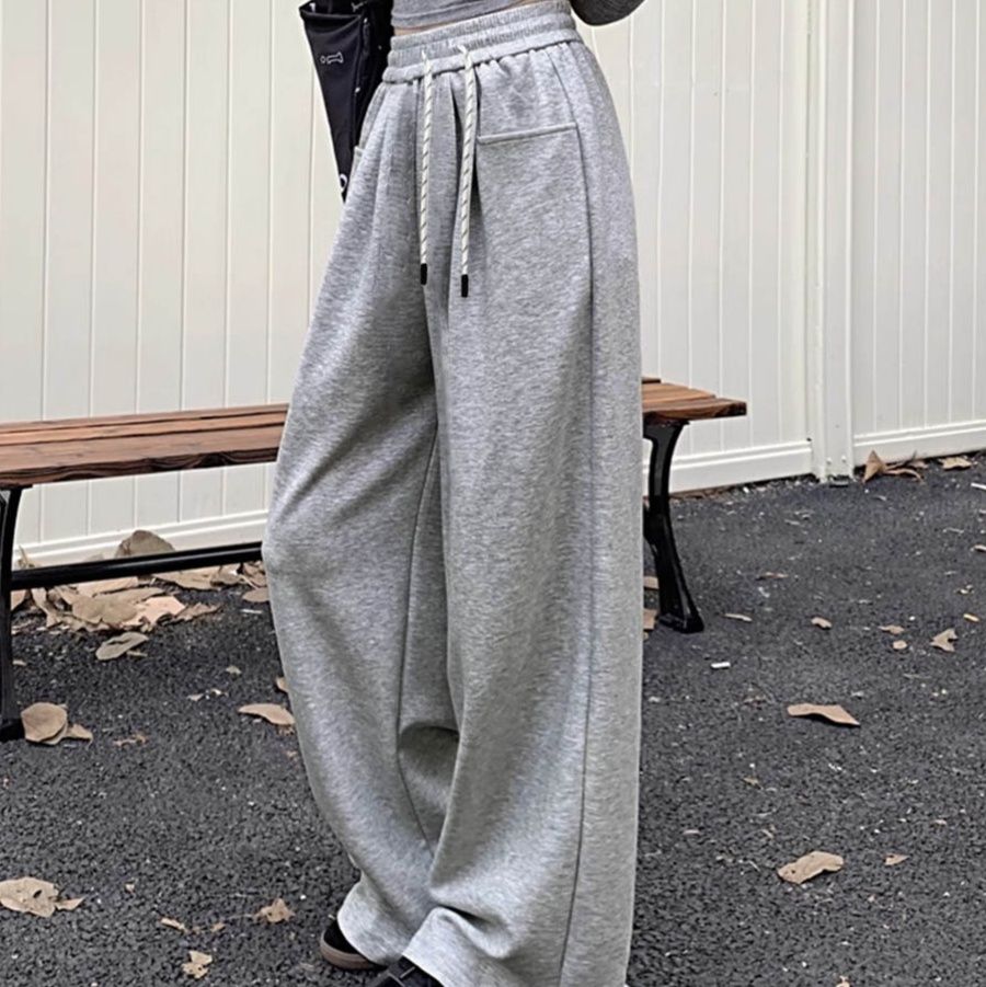 レディースワイドパンツ ゆったり美脚スウェットワイドパンツ