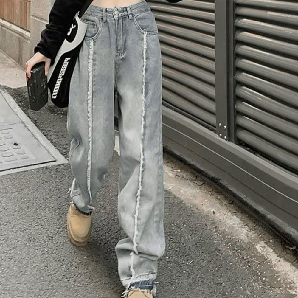 レディースワイドパンツ センターライン美脚デニムワイドパンツ ヴィンテージ風
