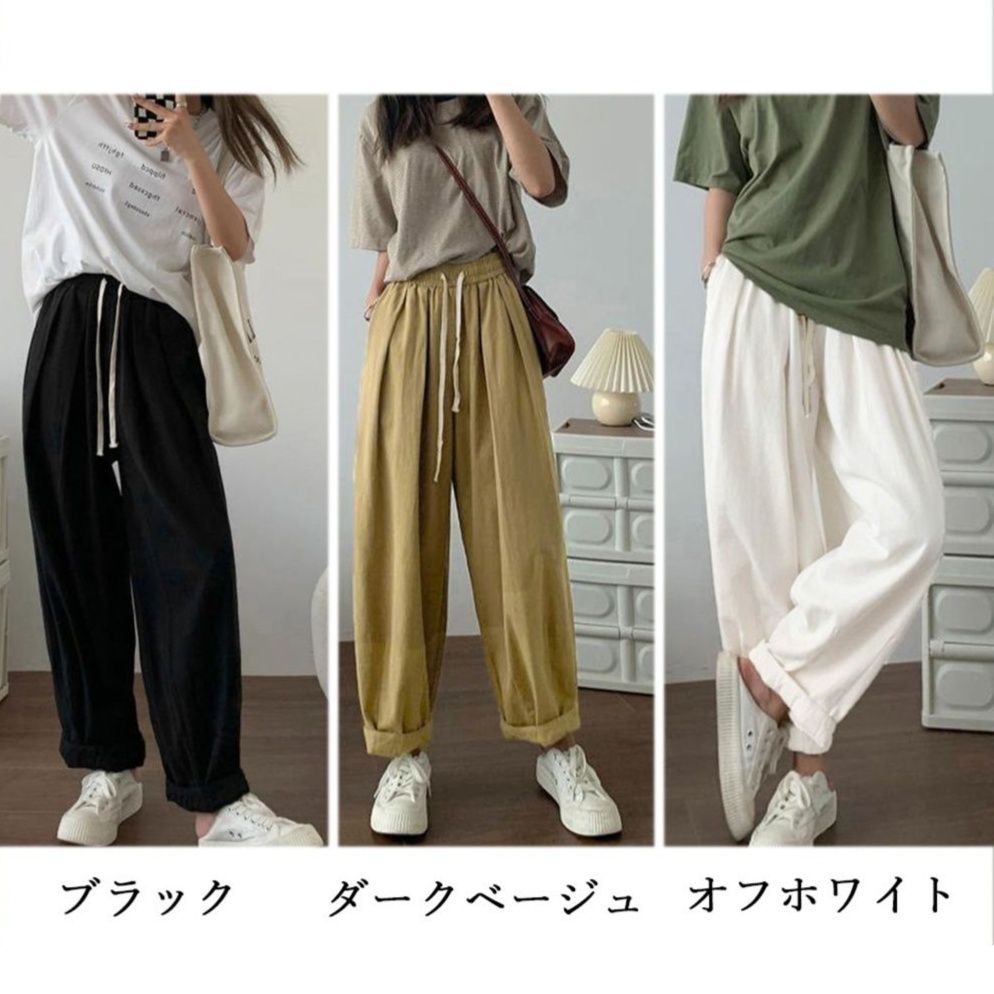 レディースワイドパンツ レディース タックワイドパンツ ハイウエスト