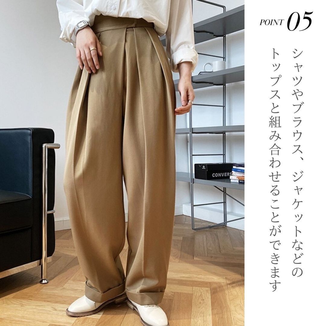 レディースワイドパンツ 高見え ハイウエスト タックワイドパンツ レディース