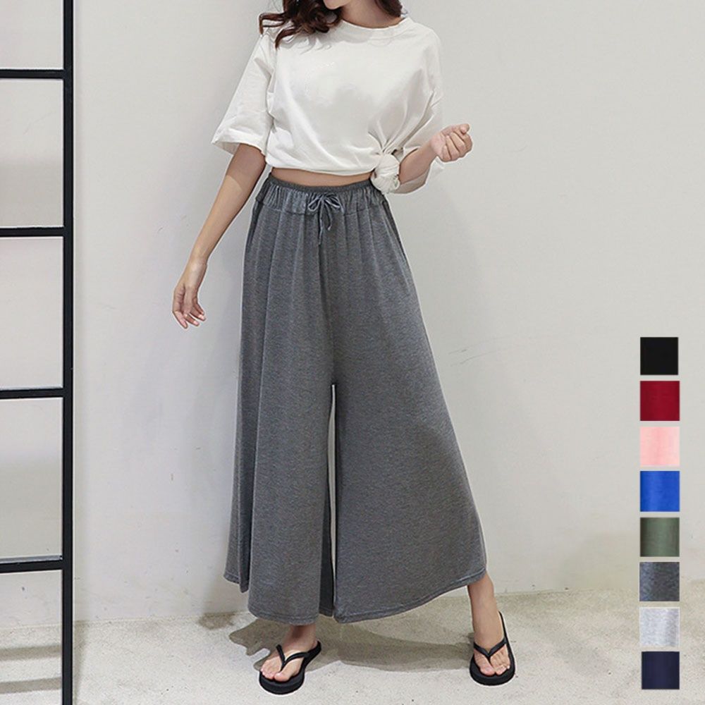 レディースワイドパンツ ハイウエストスカーチョ 美脚ワイドパンツ