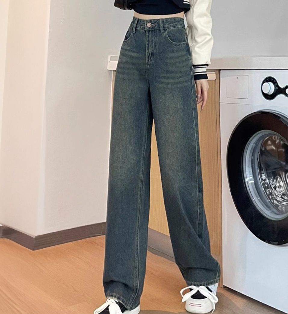 レディースワイドパンツ ハイウエストヴィンテージ デニムワイドパンツ