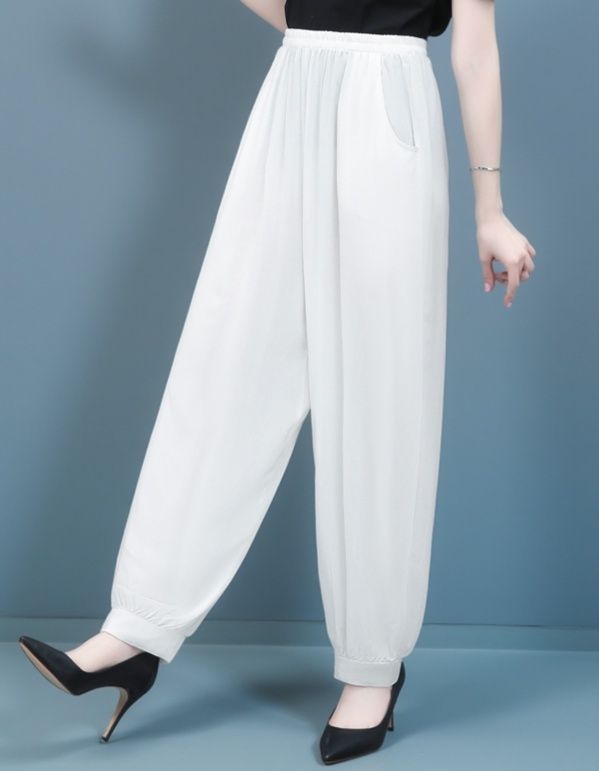 レディースワイドパンツ ふんわりシルエットテーパードパンツ
