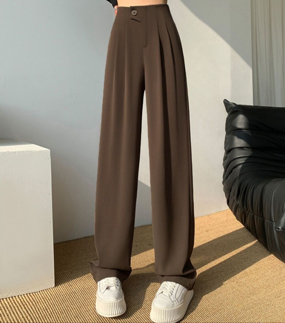 レディースワイドパンツ 美脚効果 ハイウエストタックワイドパンツ