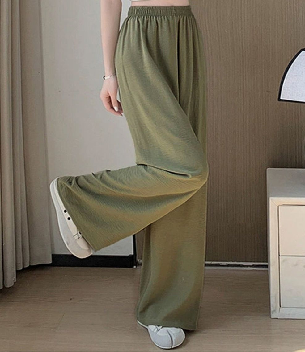 レディースワイドパンツ 綿麻リネンワイドパンツ きれいめ美脚
