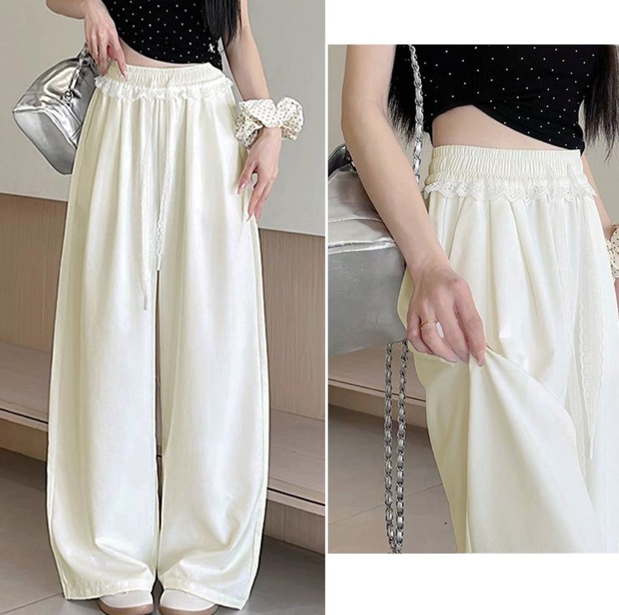レディースワイドパンツ レース飾り夏用ワイドパンツ カテゴリ：雑貨