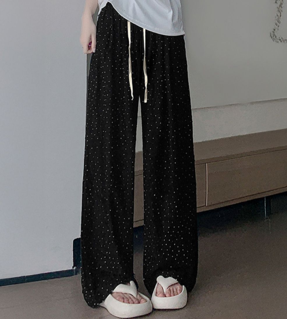 レディースワイドパンツ 華やか蝶柄ワイドパンツ 夏用ダメージ加工