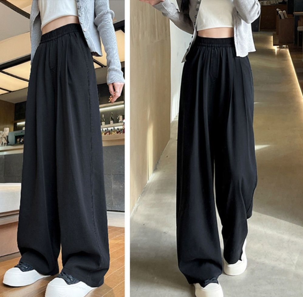 レディースワイドパンツ 美脚タック入りデニムワイドパンツ