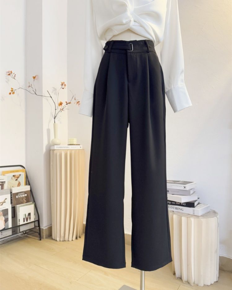レディースワイドパンツ 洗練フォルムハイウエストワイドパンツ