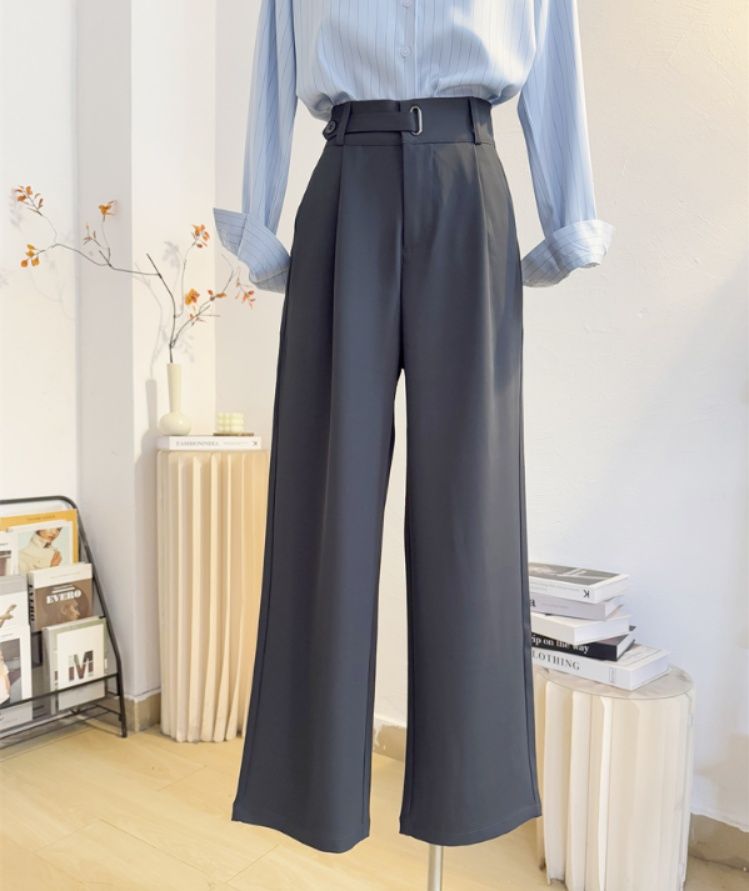 レディースワイドパンツ 洗練フォルムハイウエストワイドパンツ
