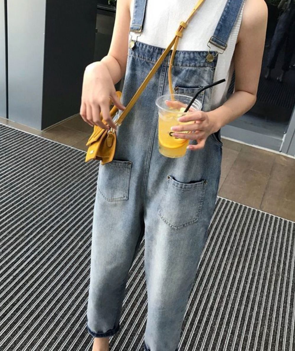 レディースワイドパンツ ゆったりデニムサロペット ワイドパンツ レディース