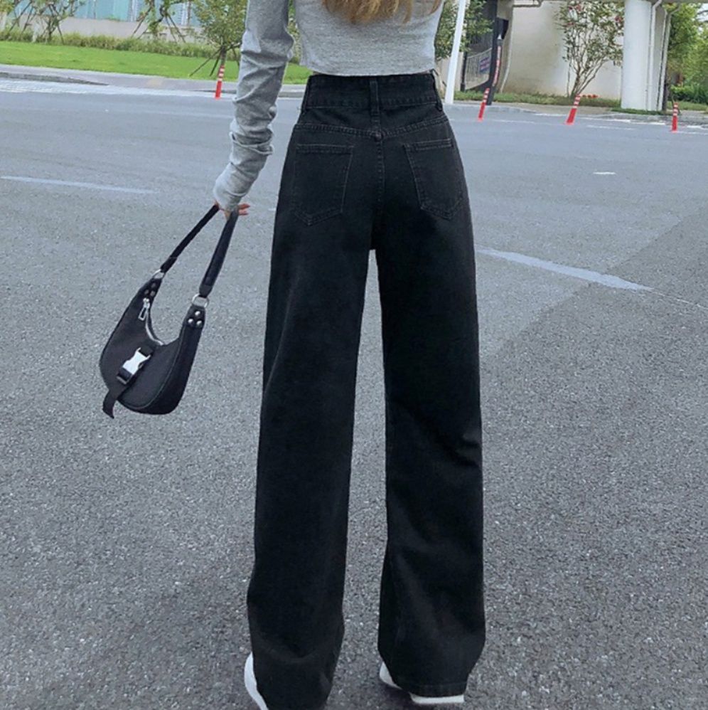 レディースワイドパンツ ハイウエストデニムワイドパンツ 美脚シルエット