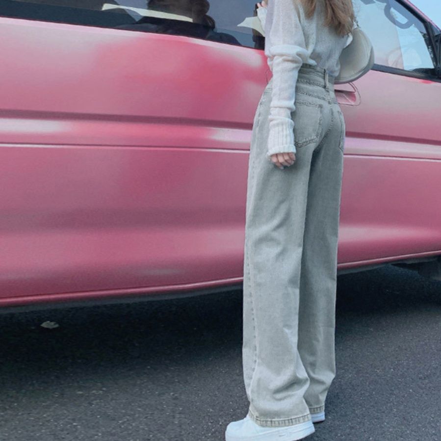 レディースワイドパンツ ハイウエストデニムワイドパンツ 美脚シルエット