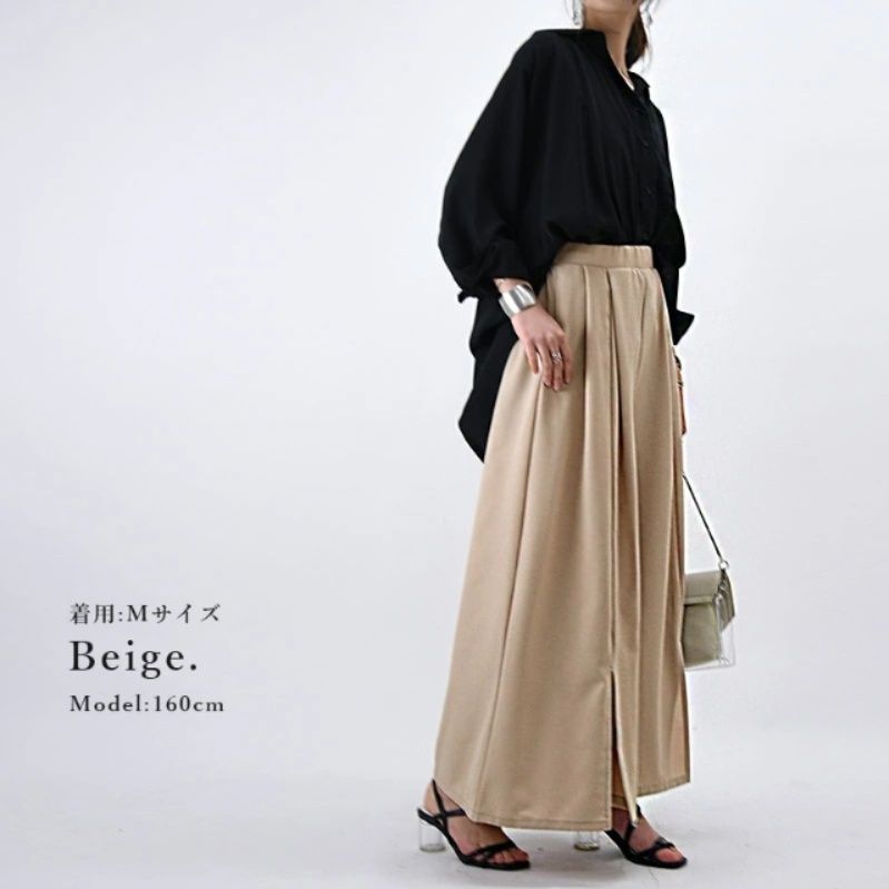 レディースワイドパンツ 美脚スカーチョ 体型カバー ワイドパンツ レディース着回し