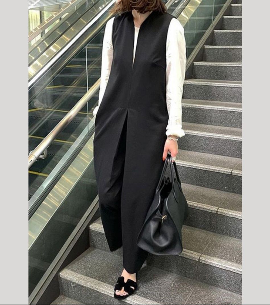 レディースワイドパンツ 袖なしサロペット ゆったりワイドパンツ 連体服 その他女性用