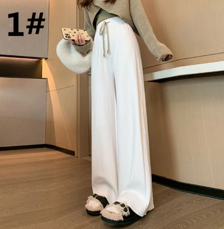 レディースワイドパンツ 着痩せハイウエストワイドパンツ女性用ロング丈