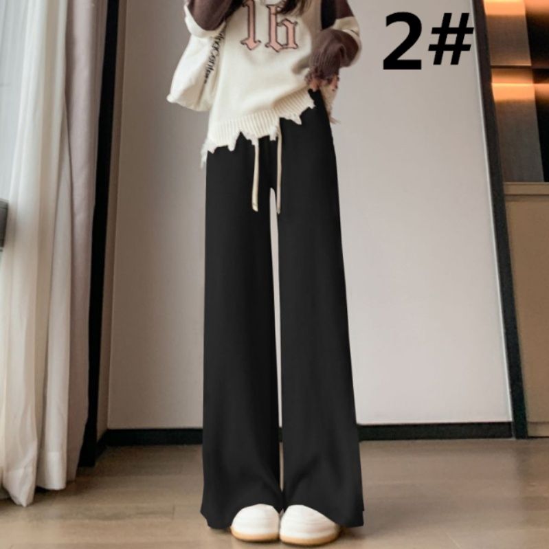 レディースワイドパンツ 着痩せハイウエストワイドパンツ女性用ロング丈