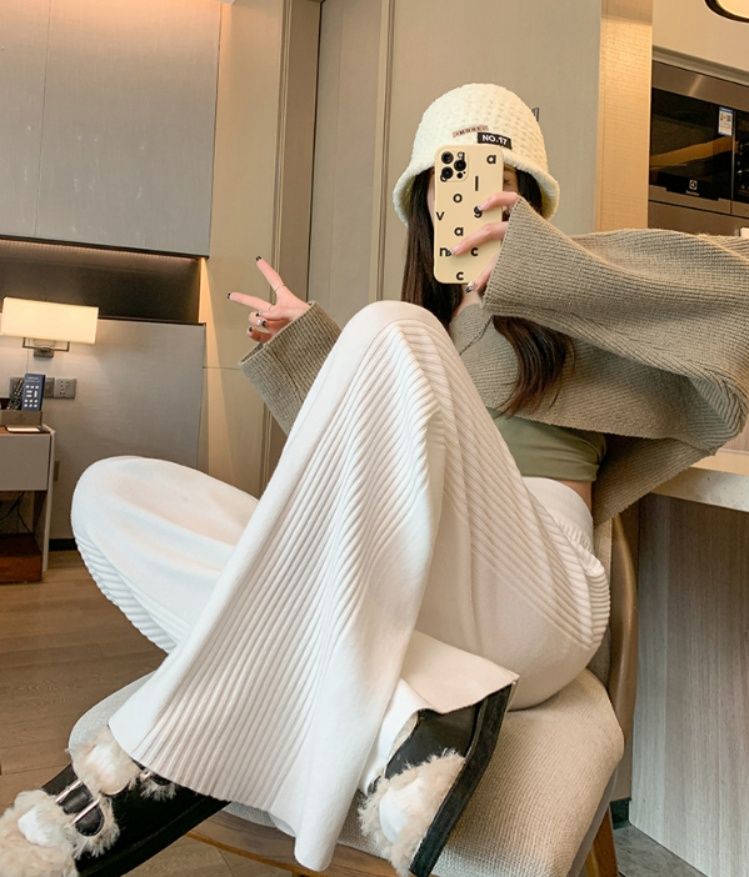 レディースワイドパンツ 着痩せハイウエストワイドパンツ女性用ロング丈