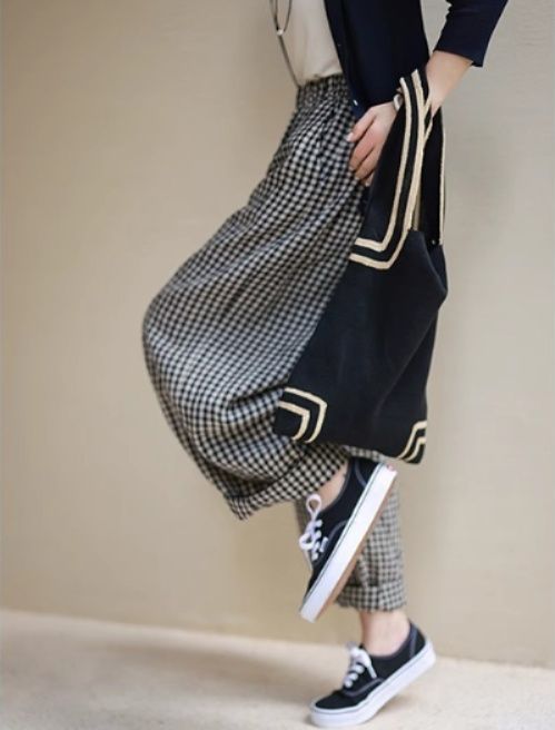 レディースワイドパンツ チェック柄ワイドパンツ ウエストゴム レディース