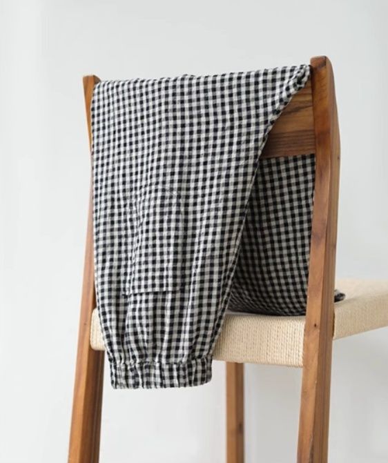 レディースワイドパンツ チェック柄ワイドパンツ ウエストゴム レディース