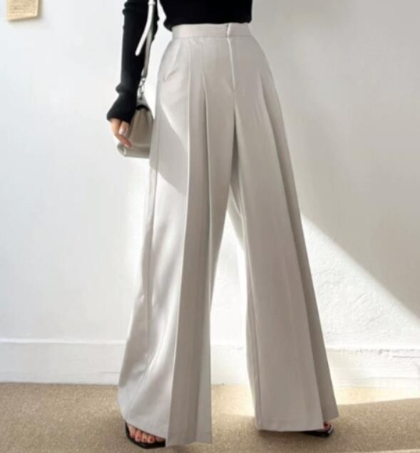レディースワイドパンツ レディース ハイウエスト タックパンツ ワイドパンツ