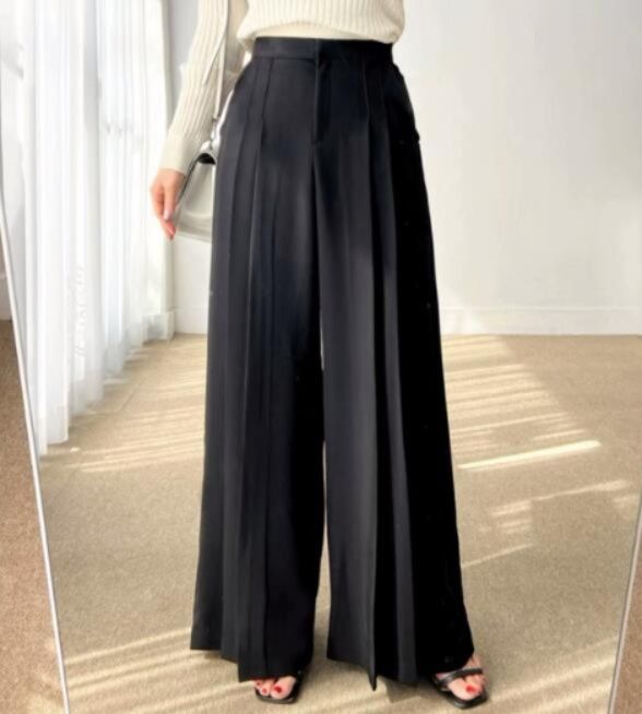 レディースワイドパンツ レディース ハイウエスト タックパンツ ワイドパンツ