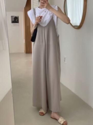 レディースワイドパンツ 女性用サロペットワイドパンツ オーバーオール風ボトムス