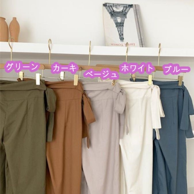 レディースワイドパンツ 麻綿混紡 無地ワイドパンツ ウエストゴム仕様 その他