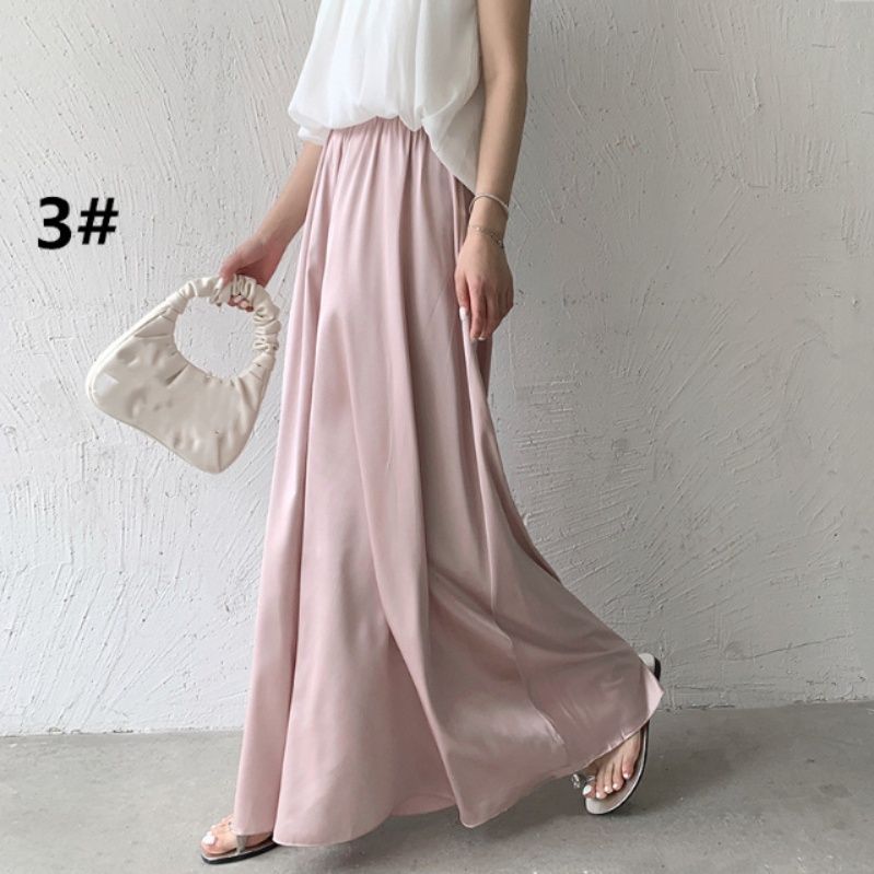 レディースワイドパンツ スカーチョ レディース サテン ワイドパンツ ウエストゴム きれいめ