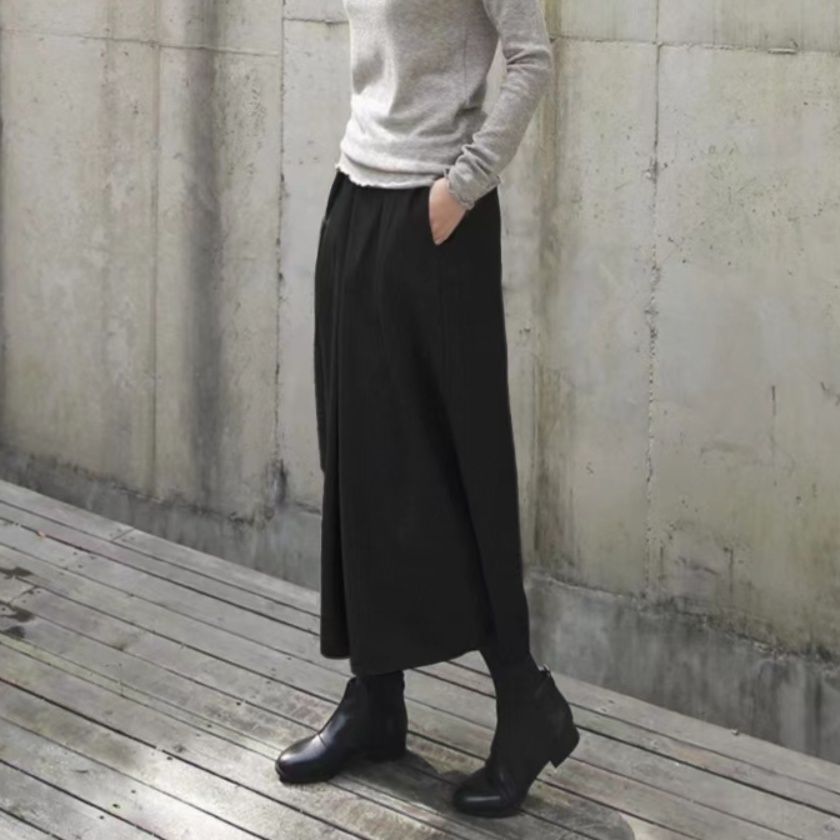 レディースワイドパンツ 2025年新作 ラシャガウチョパンツ レディース ウエストゴム 高級感