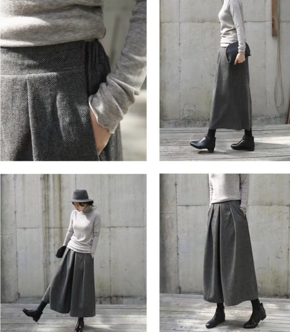 レディースワイドパンツ 2025年新作 ラシャガウチョパンツ レディース ウエストゴム 高級感