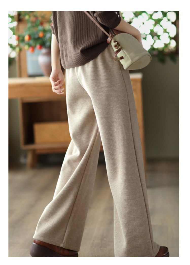 レディースワイドパンツ レディース裏起毛スウェットワイドパンツウエストゴム