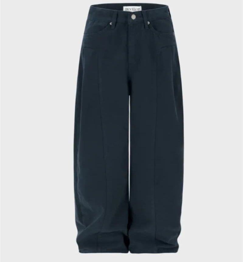 レディースワイドパンツ 韓国風ゆったりデニムワイドパンツ